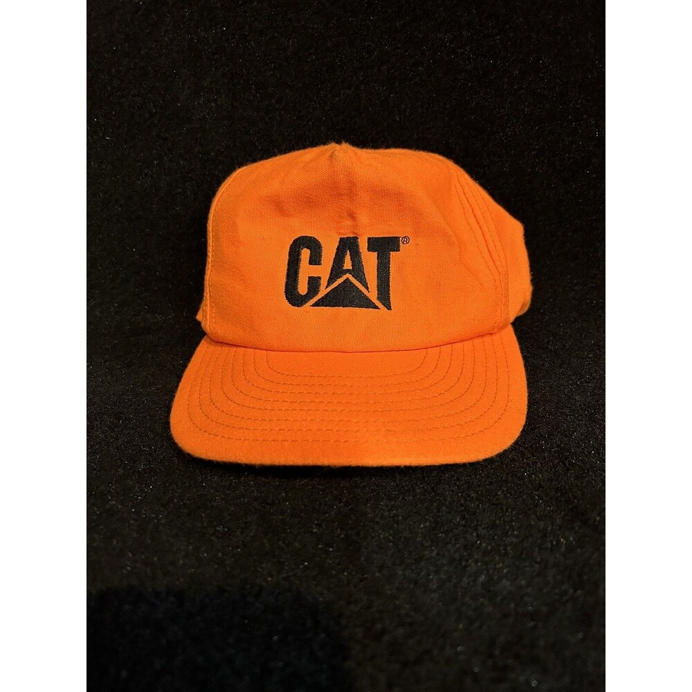 Vintage Cat Caterpillar Hat/Cap Snapback Orange USA Made